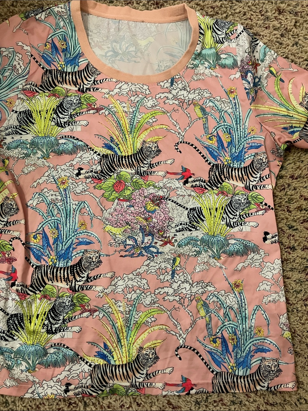 Pink Tiger & Botanical Print Tee